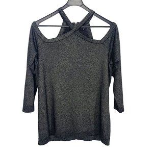Torrid Black Gold Metallic Cold Shoulder Long Sleeve Top Size 3X